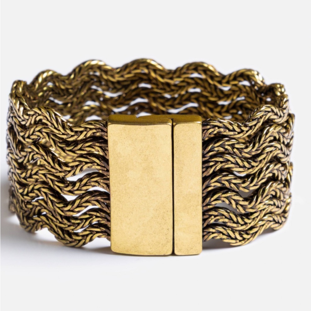 NWT Johnny Was Ric Rac Gold Bracelet Multiple Strand Magnetic Seven Strand Wavy